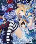  alice_in_wonderland dress heterochromia mitsuki thighhighs wet 