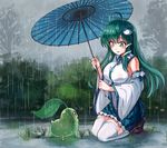  chikorita crossover kochiya_sanae koissa pokemon thighhighs touhou umbrella 