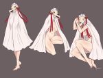  cervine cloak clothing female flower gyarusatan humanoid mammal monstrous_humanoid naked_cape nude plant red_ribbon skull yellow_eyes 