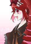  :d artist_name blush_stickers bow character_name dated drill_hair hair_bow highres kiraki long_hair looking_to_the_side micha_jawkan multicolored_hair open_mouth pink_hair profile red_eyes red_hair senki_zesshou_symphogear sharp_teeth smile teeth twin_drills two-tone_hair 