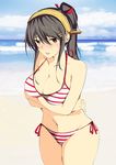  bikini breast_hold cleavage haruna_(kancolle) kantai_collection shouyu_tou swimsuits 