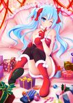  christmas dress hatsune_miku kuroneko_(yxmikan) nopan tattoo thighhighs vocaloid 