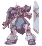 beam_rifle char&#039;s_counterattack color_variation commentary_request derivative_work energy_gun geara_doga geara_doga_(rezin_schnyder_custom) glowing glowing_eye grenade_launcher gundam hea-san mecha mecha_focus mobile_suit neo_zeon one-eyed radio_antenna robot roundel shield weapon 