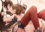  ass kantai_collection mutsu_(kancolle) nagato_(kancolle) pantsu stockings thighhighs yorukun yuri 