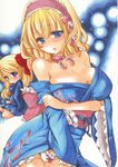  alice_margatroid cleavage no_bra open_shirt pantsu paper_texture shanghai skirt_lift touhou undressing yukata yurun 