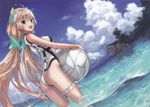  angela_balzac ass garter kawakami_rokkaku paper_texture rakuen_tsuihou swimsuits wet 