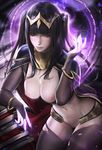  bottomless breasts fire_emblem fire_emblem_kakusei nipples no_bra open_shirt photoshop pussy sakimichan tharja thighhighs torn_clothes uncensored 