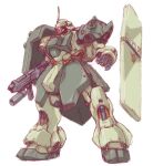  beam_rifle char&#039;s_counterattack commentary_request energy_gun geara_doga glowing glowing_eye grenade_launcher gundam hea-san mecha mecha_focus mobile_suit neo_zeon one-eyed robot roundel shield shoulder_spikes sketch spikes weapon white_background 