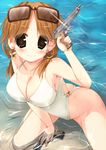  asou_natsume cleavage gun katagiri_sanae megane swimsuits the_idolm@ster the_idolm@ster_cinderella_girls wet 