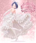  dress heels miura_azusa no_bra outsider_0 skirt_lift stockings the_idolm@ster thighhighs wedding_dress 