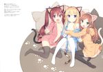  animal_ears breasts dress hazuki_watora luminocity minazuki_sarami nekomimi no_bra nopan open_shirt peco shimotsuki_potofu tail thighhighs 