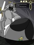  2_toes anthro antlers bovid caprine cloven_hooves dialogue domestic_cat dream_breaker_(pseudoregalia) duo english_text extreme_size_difference feet felid feline felis female fur goat grey_body grey_fur hi_res hooves horn hybrid jackalope lagomorph larger_female lightmagician893z low-angle_view mammal micro paige_(p4wsized) pseudoregalia size_difference smaller_female sybil_(pseudoregalia) text toes under_foot worm's-eye_view 