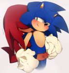  anthro bite blue_fur blush crossgender cum cuntboy echidna eulipotyphlan fur green_eyes hedgehog humanoid_penis intersex knuckles_the_echidna male male/male mammal monotreme penis precum r18 sex sonic_(series) sonic_the_hedgehog thigh_sex 