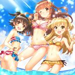  akagi_miria bikini buntan cleavage jougasaki_rika moroboshi_kirari swimsuits the_idolm@ster the_idolm@ster_cinderella_girls wet 