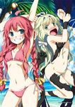  bikini bondage breast_grab breasts cleavage crossover dies_irae g_yuusuke higoromo_nanten light rusalka_schwagerin soushuu_senshinkan_gakuen_bansenjin swimsuits tentacles undressing wardrobe_malfunction 