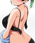  1girl black_bra black_panties blush bra breasts close-up closed_mouth lips looking_back love_live! love_live!_nijigasaki_high_school_idol_club medium_breasts multicolored_hair nijigasaki_school_uniform open_bra panties school_uniform sweat takasaki_yu twintails underwear yopparai_oni 