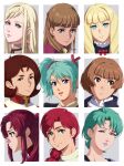  blonde_hair blue_eyes brown_hair char&#039;s_counterattack christina_mackenzie dianna_soreil dress earrings earth_federation enelous flay_allster four_murasame gigi_andalusia gundam gundam_0080 gundam_hathaway&#039;s_flash gundam_seed gundam_wing hair_behind_ear highres jewelry long_hair looking_at_viewer mirai_yashima mobile_suit_gundam open_mouth quess_paraya relena_peacecraft short_hair smile triangle_earrings turn_a_gundam twintails white_dress zeta_gundam 