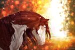 3:2 ambiguous_gender brown_body brown_mane empty_eye_socket equid equine female_(lore) feral horse mammal mane mouth_closed outside scarlanya solo white_body