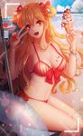  ango bikini cleavage cream swimsuits sword_girls 