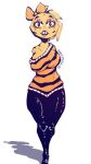 alternate_universe anthro armless big_breasts big_butt breasts butt clothed clothing digital_media_(artwork) female hi_res kitty_(under(her)tail) looking_at_viewer monster_kid pose reptile scalie simple_background smile smokedsoul35 solo standing thick_thighs under(her)tail undertale undertale_(series) wide_hips