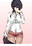  business_suit cleavage kukui_can pantsu pantyhose undressing 