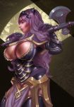  agearoth armor axe breasts camilla_(fire_emblem_if) cleavage cleavage_cutout fire_emblem huge_breasts long_hair nintendo purple_eyes purple_hair weapon 