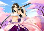  chikuwabu_(yokowokazuaki) cleavage kimono mukai_takumi open_shirt sarashi sword the_idolm@ster the_idolm@ster_cinderella_girls underboob 