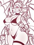 anthro big_breasts big_butt bikini bikini_bottom bikini_top breasts butt clothing collar creatures_of_sonaria curvy_figure dragon european_mythology eyebrow_piercing eyelashes facial_piercing female gloves hand_on_hip handwear hi_res hourglass_figure juppi legband looking_at_viewer monochrome mouth_closed mythological_creature mythological_scalie mythology navel navel_piercing panties parahexilian piercing scalie sepia simple_background simple_eyebrows sketch solo solo_focus spread_wings swimwear tail two-piece_swimsuit underwear western_dragon wide_hips wings