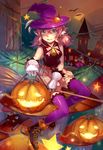  animal_ears bloomers halloween neko shirajira_(artist) thighhighs witch 