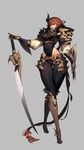  [saw] armor erect_nipples heels leotard sword 