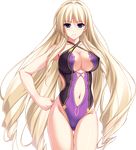  artist_request blonde_hair blue_eyes breasts censored cleavage covered_nipples cowboy_shot earrings highleg highleg_swimsuit highres jewelry large_breasts light_frown long_hair looking_at_viewer mosaic_censoring navel silveria_leodiehl solo source_request stud_earrings swimsuit thigh_gap transparent_background unionism_quartet very_long_hair 