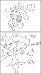 9:16 anthro arm_tuft big_butt biped butt cheek_tuft chest_tuft cloud_emanata dialogue digitigrade emanata english_text evolution_(transformation) excited exclamation_point facial_tuft fangs female fluffy fluffy_tail hi_res hip_tuft inner_ear_fluff interrobang looking_back_at_self monochrome saeko_art shoulder_tuft simple_background solo sparkles sparkling_eyes stick surprise tail teeth text thick_thighs transformation tuft