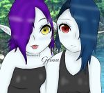  anri_grimm blue_hair blue_skin children purple_hair red_eyes sabella_grimm siblings sisters yellow_eyes 