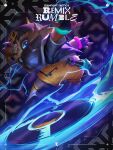 4_fingers alternate_costume anthro bangs blue_eyes bottomwear brown_body brown_fur brown_hair clothing electricity face_mask fingers footwear fur hair hat headgear headwear kennen_(lol) league_of_legends light lighting lightning lightning_bolt looking_at_viewer male nails official_art ranged_weapon riot_games shirt shoes shorts shuriken socks solo spideraxe30 tencent text throwing_object throwing_weapon topwear weapon wristband yordle