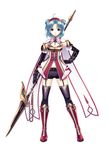  agarest_senki agarest_senki_zero armor cleavage hirano_katsuyuki stockings thighhighs weapon 