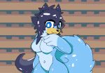 anthro blue_body blue_breasts blue_eyes blue_latex_(changed) blue_tail bluey_(series) bluey_heeler breasts female latex latex_bluey_heeler_(changed) solo tail tan_face