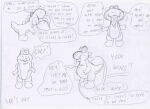 almost_fully_inside anthro artist_name bigbadbear dialogue duo fight fox_mccloud graphite_(artwork) gulp_(sound_effect) male male/male nintendo oral_vore simple_background speech_bubble standing star_fox swallowing talking_to_pred talking_to_prey text thought_bubble traditional_media_(artwork) vore white_background winner yoshi_(character)