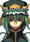  glaring green_hair hat jonylaser portrait red_eyes serious shiki_eiki short_hair solo touhou 