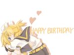  1girl bad_id bad_pixiv_id blonde_hair blue_eyes brother_and_sister detached_sleeves hair_ribbon happy_birthday heart incest kagamine_len kagamine_rin ribbon short_hair siblings twincest twins vocaloid yaichi_(reverie) 