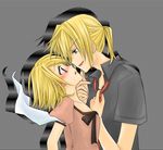  1girl blonde_hair blush brother_and_sister eye_contact haine_koko incest kagamine_len kagamine_rin looking_at_another short_hair siblings twincest twins vocaloid 