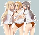  akiyama_mio ass black_eyes black_hair blonde_hair blue_eyes brown_eyes brown_hair buruma cameltoe eyebrows gym_uniform hairband heart hime_cut jealous k-on! kotobuki_tsumugi long_hair multiple_girls short_hair tainaka_ritsu yanokun yuri 