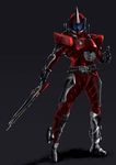  absurdres belt highres kamen_rider kamen_rider_accel kamen_rider_w male_focus paintedmike solo sword weapon 