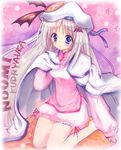  bloomers blue_eyes cape chinese_clothes hat little_busters! long_hair noumi_kudryavka shiawase_usagi silver_hair solo underwear 