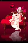  bad_id bad_pixiv_id barefoot blood chaise_longue frills full_moon garamgum hat lavender_hair moon open_clothes red_eyes red_moon reflection remilia_scarlet sitting solo touhou wings 
