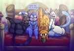 animal_crossing anthro bed big_breasts big_butt black_body black_fur blue_body blue_fur breasts butt crossing_(disambiguation) felid feline female fur furniture genitals group gyroid hi_res iguanasarecool inside invalid_tag kiki_(animal_crossing) mammal markings mitzi_(animal_crossing) nintendo orange_body pussy rosie_(animal_crossing) tail tangy_(animal_crossing) thick_thighs vase white_body white_fur wide_hips
