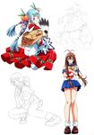  ikkitousen japanese_clothes line_art megane rin_sin ryuubi_gentoku seifuku shokatsuryou_koumei 