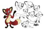 angry blue_eyes canid canine digital_media_(artwork) female feral fox fur happy hi_res jungledyret_hugo looking_at_viewer mammal mongo_pangolin multiple_poses on_hind_legs pose red_body red_fur rita_(jungledyret) simple_background solo surprised white_background