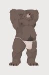 2025 anthro asian_clothing bear ben_bigger brown_body brown_fur bulge claws clothed clothing east_asian_clothing eye_scar facial_scar fundoshi fundoshi_only fur hands_behind_head hi_res japanese_clothing male mammal mihoyo mostly_nude musclegut muscular pubes scar simple_background slightly_chubby solo thiren toe_claws topless tusskor underwear underwear_only white_background zenless_zone_zero