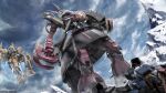  absurdres aeug artist_request baund_doc beam_rifle cable claws cloud cloudy_sky company_name copyright_notice debris energy_gun fake_screenshot flying gundam gundam_battle_operation_2 highres holding holding_weapon hyaku_shiki machinery mecha mecha_focus mobile_suit no_humans official_art realistic robot science_fiction shield sky snow sunrise_(company) thrusters titans_(gundam) v-fin weapon when_you_see_it zeta_gundam zeta_gundam_(mobile_suit) 