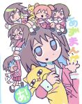  &lt;o&gt;_&lt;o&gt; azumanga_daioh azumanga_daioh&#039;s_school_uniform brown_eyes brown_hair cat chibi chibi_inset copyright_name holding holding_stuffed_toy kagura_(azumanga_daioh) kaori_(azumanga_daioh) kasuga_ayumu melps mihama_chiyo mihama_chiyo&#039;s_father mizuhara_koyomi pink_serafuku pink_shirt sailor_collar sakaki_(azumanga_daioh) school_uniform serafuku shirt stuffed_toy white_sailor_collar 